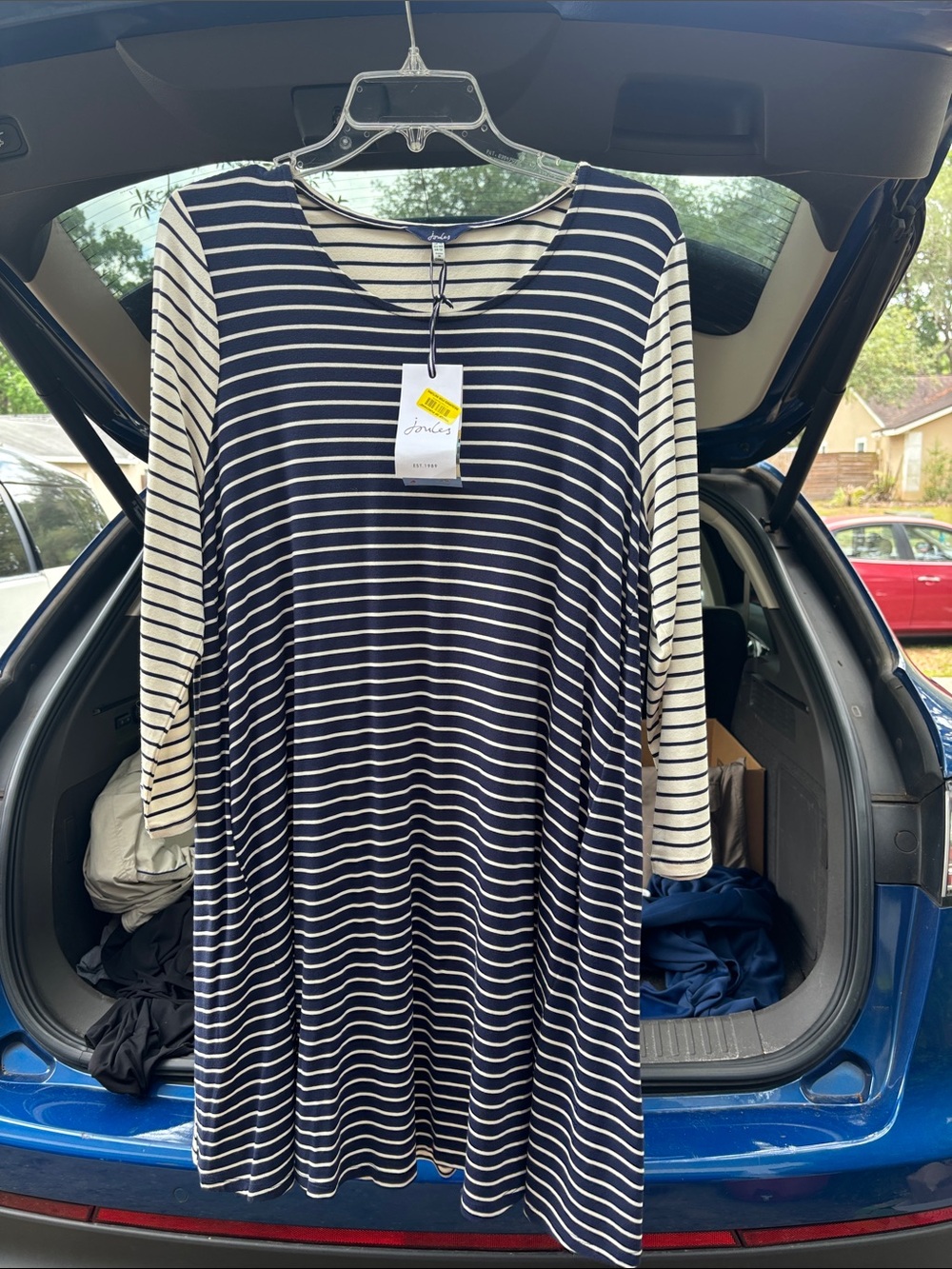Joules Navy and Cream Striped Knit Dress